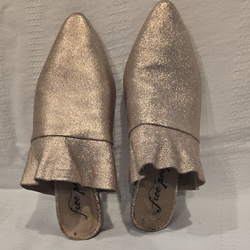 Free People Shimmering Gold Mules - Picture 3 of 5